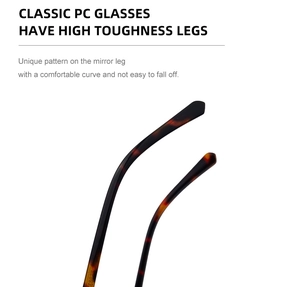 Detail of tortoise shell temples with high toughness and ergonomic anti-slip curve design