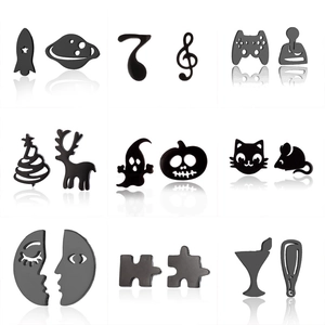 Halloween ghost and pumpkin stainless steel stud earring set with various small motifs