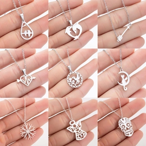 Edelstahl Hohl Anhänger Halskette Herzschlag Kolibri Engel Totenkopf Wikinger Kompass Mond Katze Minimalistischer Schmuck Damen