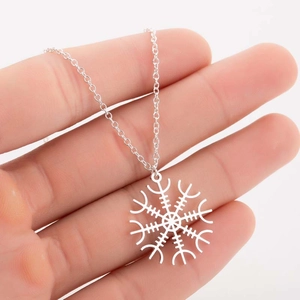 Silberne Edelstahl-Schneeflocken-Halskette mit nordischem Anhänger für Damen Mode