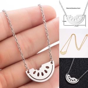 Watermelon Pendant Necklace Stainless Steel Cutout Fruit Shape Sweet Korean Style Jewelry For Women
