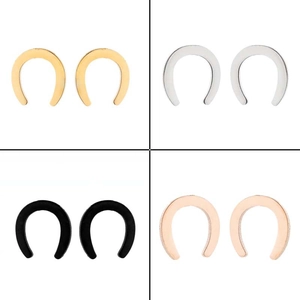 U-shaped stainless steel geometric earrings in gold, silver, black, and rose gold finishes