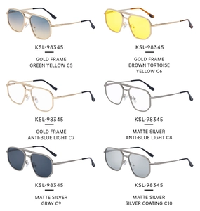 Detailed comparison of aviator sunglasses with metal frames in 6 various color options