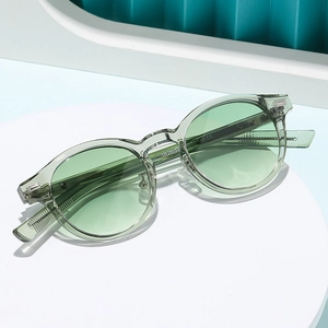 Lunettes de soleil rondes vintage pour femmes avec monture en acétate vert clair