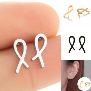 Polished stainless steel bowknot stud earrings in silver, gold, and black finishes