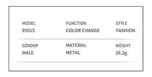 Detailed specifications for model 95015 photochromic metal frame men's sunglasses