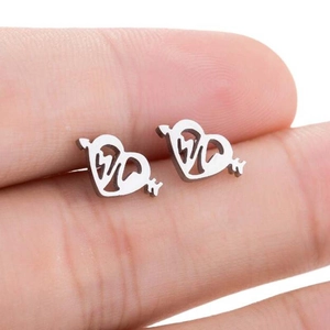 Edelstahl Herz Ohrstecker Hohl Herzschlag Cupido Pfeil Mode Schmuck Geschenk Für Frauen