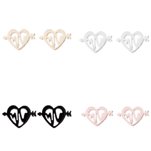Cupid Herz-Ohrstecker Set in Gold, Silber, Schwarz und Roségold aus robustem Edelstahl