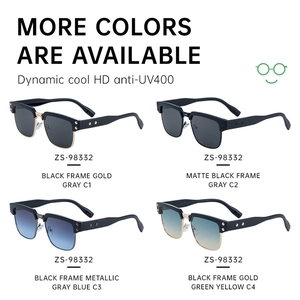 Comparison of semi-rimless square sunglasses showing four vintage UV400 color variants