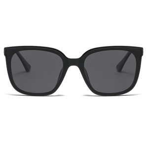 Women's chic black oversized polarized square sunglasses with UV protection and minimalist frame