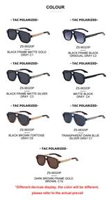 Plusieurs options de couleurs pour lunettes de soleil aviateur carrées polarisées TAC