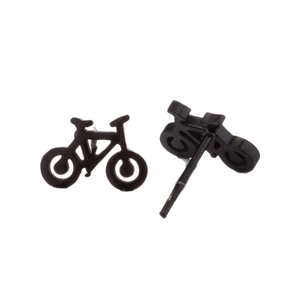 Boucles d'oreilles vélo minimalistes en acier inoxydable noir pour femmes au design créatif