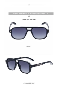 Détails de lunettes de soleil rétro polarisées avec étoiles dorées sur les branches noires