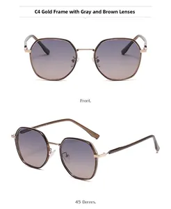 Front and 45-degree angle views of tea gold square polarized sunglasses with gradient lenses