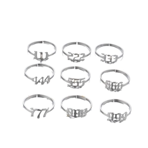 Gothic 18K gold plated stainless steel open rings set with 111-999 angel numbers