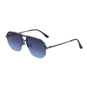 Classic pilot sunglasses with gradient blue lenses and dark gunmetal frame for men