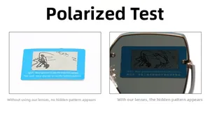 Polarized lens functional test showing hidden patterns on a specialized card