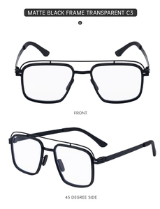Detailed front and side view of matte black double-bridge square polarized sunglasses