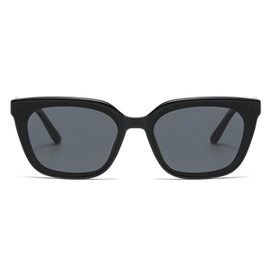 Lunettes de soleil polarisées carrées noires classiques avec verres gris foncé chic