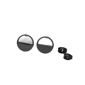 Minimalist black geometric semicircular stud earrings for women in modern matte finish