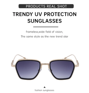 Detailed macro view of the premium gold metal frame and gradient UV protection lenses