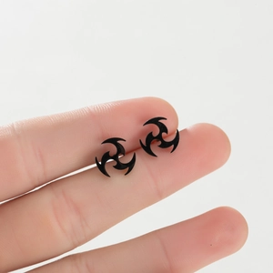 Détails des boucles d'oreilles tourbillon noires au design de vortex creux unique