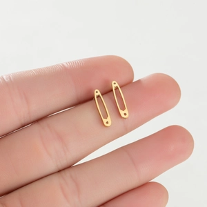 Orecchini a spilla da balia in acciaio inossidabile placcato oro 18k sulla punta del dito