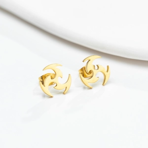 Boucles D'oreilles En Acier Inoxydable Plaquées Or 18K Design Creux Géométrique Vortex Bijoux Style Hip Hop Punk