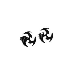 Boucles d'oreilles clous tourbillon noir en acier inoxydable plaqué or 18 carats style punk