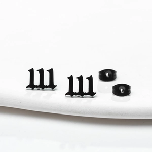 Boucles d'oreilles chiffre ange 111 gothique en acier inoxydable plaqué noir pour tous