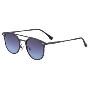 Classic double-bridge aviator sunglasses with matte grey frame and gradient blue lenses