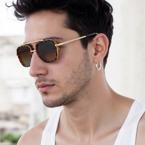 Luxe Aviator Zonnebrillen Voor Heren Vrouwen Metalen Vierkant Montuur Dubbele Brug Slangenpatroon UV400 Mode Retro Bril