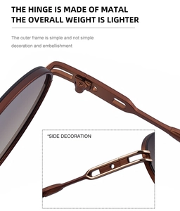 Detailed macro view of metal hinge structure and hollow design on sunglasses temple