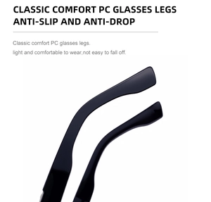 Detail of anti-slip PC temple arms for sunglasses providing a secure and comfortable fit