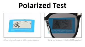Gros plan du verre polarisé montrant le motif de pêche caché sur la carte de test