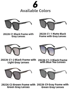 Vue détaillée montrant plusieurs options de couleur pour les lunettes carrées