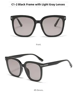 Double vue de lunettes de soleil carrées oversize avec monture noire et verres gris
