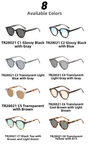 Grid display of TR28021 vintage sunglasses in eight assorted frame and lens colors