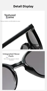 Detail view of glossy black sunglass frame with integrated nose pads for comfort