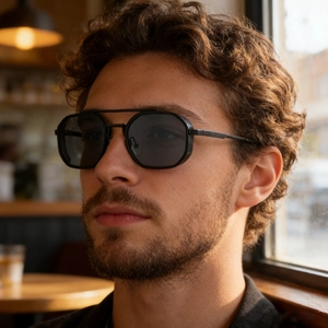 Retro Square Sunglasses Metal Double Bridge UV400 Protection Fashion Outdoor Sun Shades For Men