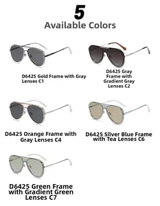 Detailed grid of five pilot aviator sunglasses in various metallic frame colors