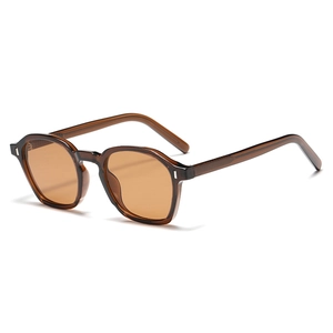 Men's square amber sunglasses with vintage dark orange lenses for outdoor driving