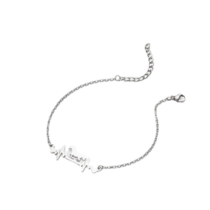 Silbernes Herzschlag-Armband mit Pferde-Silhouette und verstellbarem Karabinerverschluss