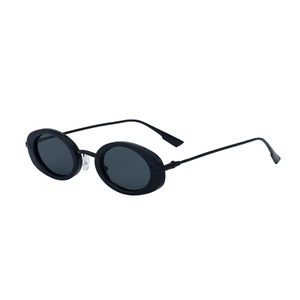 Chic black oval sunglasses with matte frames and dark lenses for high sun protection