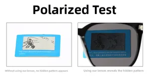 Test delle lenti polarizzate che mostra il motivo del pesce nascosto sulla carta
