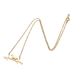 Gold stainless steel necklace featuring a horse silhouette and heartbeat pendant design
