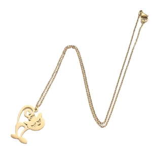 Modische goldene Edelstahlkette mit süßem hohlem Katzenanhänger an einer feinen Halskette