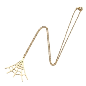 Gothic gold stainless steel spider web pendant necklace for Halloween punk style