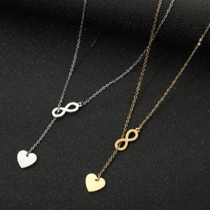 Collier Cœur Infini En Acier Inoxydable Bijou Géométrique Minimaliste En Forme De Y Chaîne De Clavicule Femmes