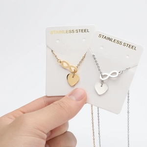 Ensemble de colliers pendentif cœur infini en acier inoxydable doré et argenté